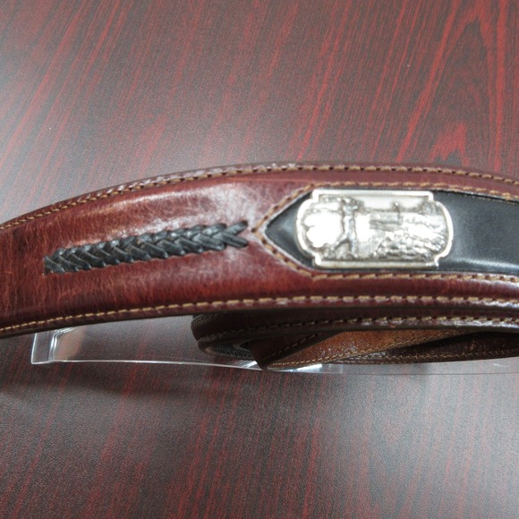 Onyx by Brighton Belt Mens Large Leather Silver Western Hardware 12000 Cowboy - Picture 10 of 11